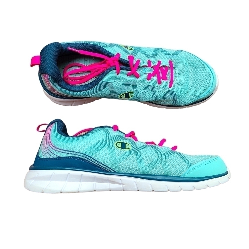 Champion Teal Sneakers with Pink Laces, Casual, Festival, Colorful, Size 11